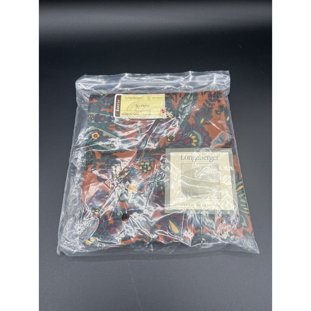 🌼‎ Longaberger Set of 2 Fabric Napkins –Savannah Floral –NIP –Retired Pattern🌼
